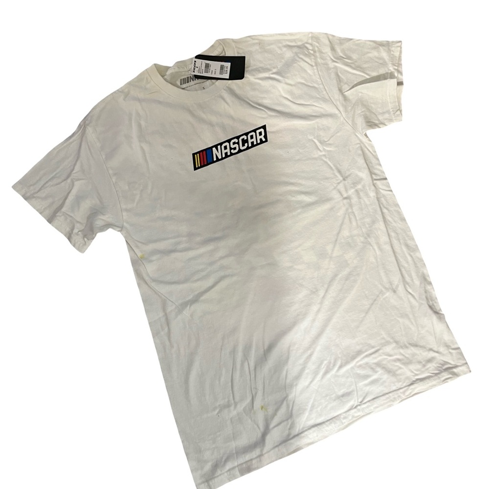 Nascar White Short Sleeve Tee with Small Center Logo